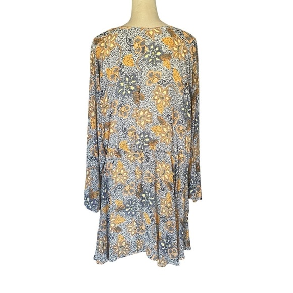 Free People Sky Combo Floral Asymmetrical Wrap Summer Dress Cottagecore Women L - Picture 4 of 9